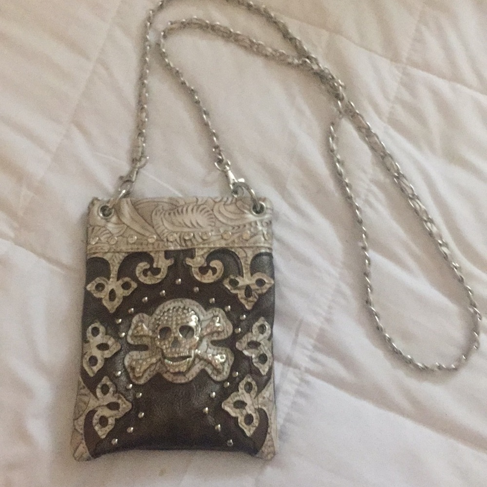 Crossbody small skull rhinestone bag